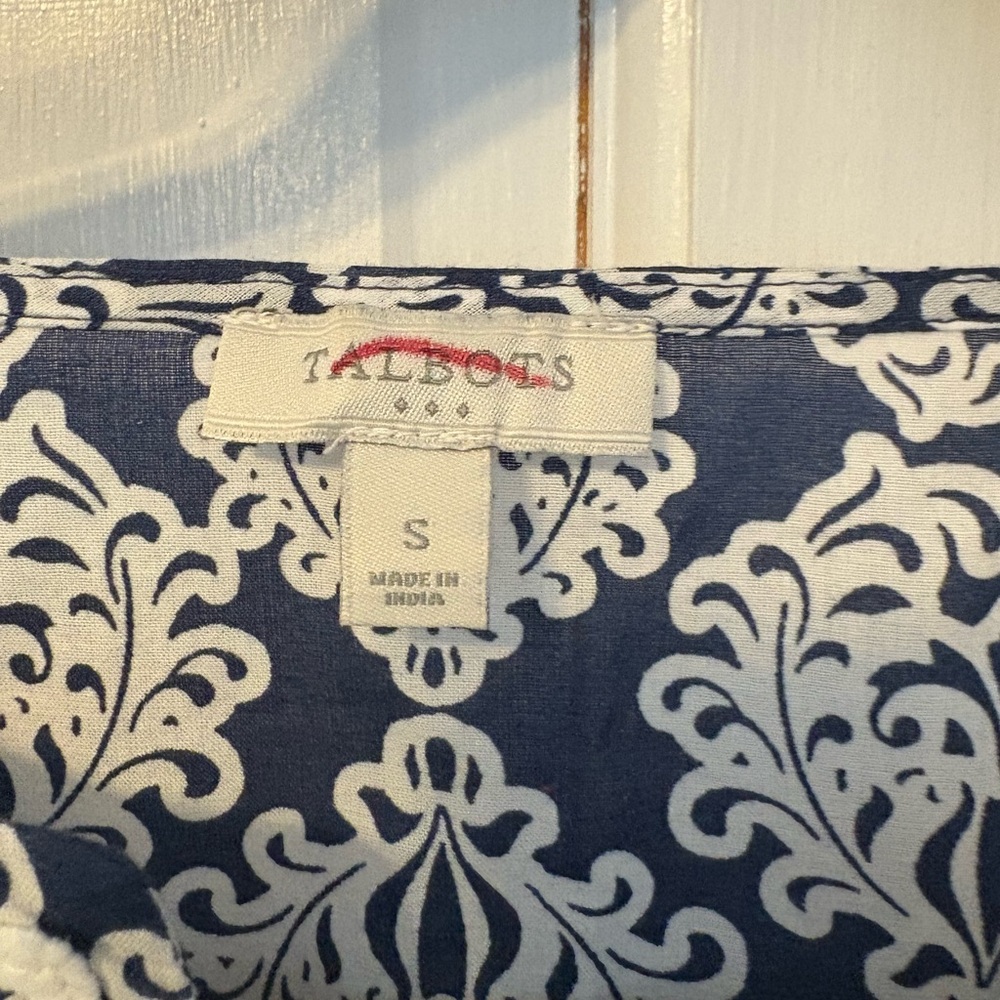 Talbots Elegant Blue and White Lace Tunic - Picture 3 of 6